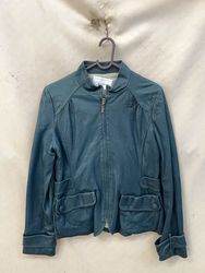Giacca in pelle verde acqua