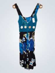 Blue Floral Crochet Top Dress