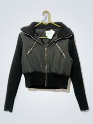 Black Long Sleeve Jacket with Gray Vest