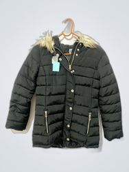 Puffer Coat with Fur Trim