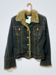 Denim Jacket with Fur Trim