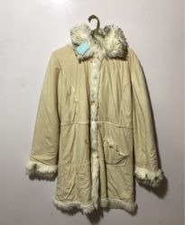 Tan Fur-Trimmed Winter Coat
