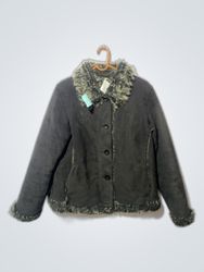 Gray Fur-Trimmed Coat