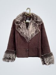 Brown Fur-Trimmed Coat