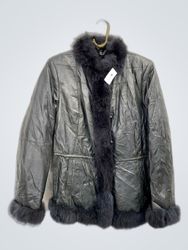 Leather Jacket with Fur Trim