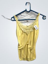 Yellow Lace-Trimmed Tank Top
