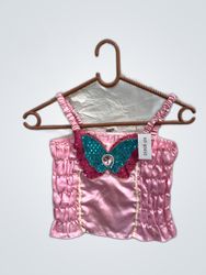 Pink Satin Top with Butterfly Design