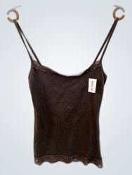 Canotta con pizzo marrone