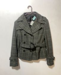 Gray Plaid Pea Coat