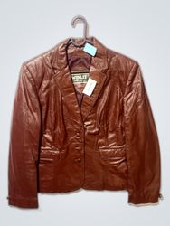 Veste en cuir marron