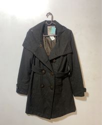 Gray Double-Breasted Trench Coat