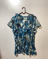 Ralph Lauren Blue Floral Blouse