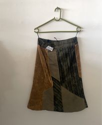 Brown and Gray Patchwork Skirt