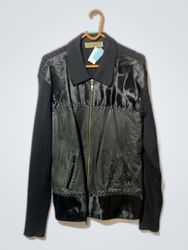 Black Leather and Knit Jacket