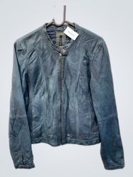 Naf Naf Blue Leather Jacket
