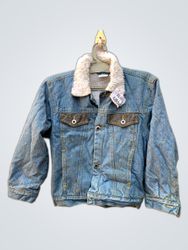 Denim Jacket with Faux Fur Collar