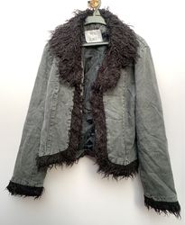 Gray Fur Trim Jacket