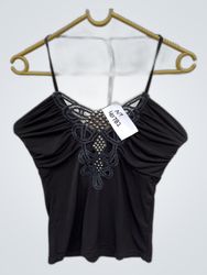 Black Lace Trim Camisole Top