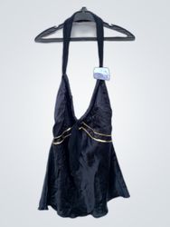 Black Satin Halter Top