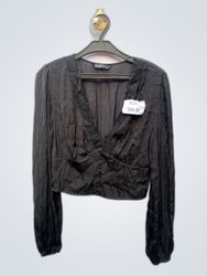 Guess Black Sheer Long Sleeve Blouse