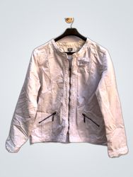 Giacca di jeans bianca con dettagli in pizzo