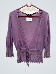 Dorothy Perkins Purple Lace Trim Cardigan