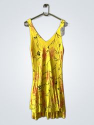 Robe mini sans manches à imprimé floral jaune