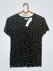 Camisa de T-Shirt Preta com Poás da Uniqlo