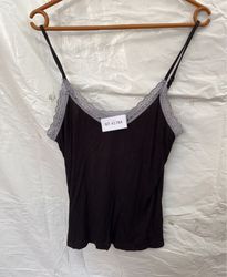 Black Lace Trim Camisole Top