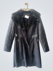Rino Pelle Black Leather Jacket with Fur Collar