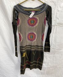 Long-sleeved Dress with Multicolored Circles