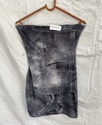 Robe mini tube en denim patchwork sans marque