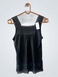 Schwarzes Spitzenbesatz-Camisole