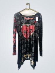 Desigual Heart Print Long Sleeve Top