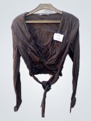 Zara Black Tie-Front Blouse