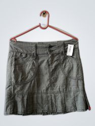 Gray Plaid Pleated Mini Skirt