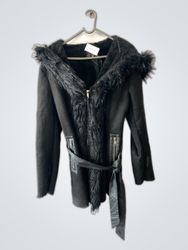 LULU Paris Black Fur-Trimmed Hooded Jacket