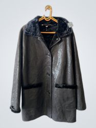 Unbranded Black Faux Leather Jacket with Fur Trim