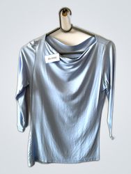 Light Blue Knit Cowl Neck Top