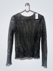 Black Mesh Long Sleeve Top