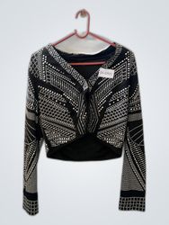 Black and White Beaded Top