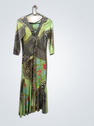 Long Sleeve Dress with Animal and Floral Print