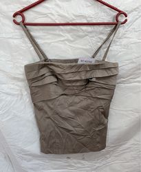 Brown Ruffled Tank Top