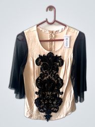 Blouse with Black Embellishments