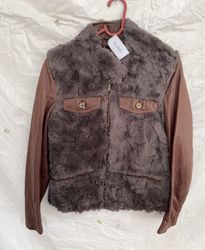 MEXX Brown Leather and Fur Jacket
