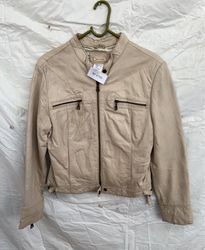 Soft Grey Tan Leather Jacket