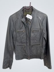 Mint Velvet Gray Leather Jacket