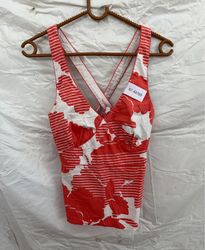 Red and White Floral Tank Top