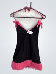 Black and Pink Fuzzy Trim Top
