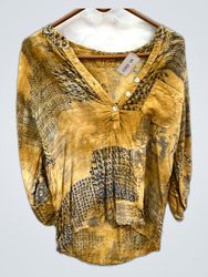 Mango Printed V-Neck Blouse